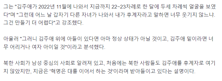 북한 김정은, 아들 있으면 정상 상태 아닐것이라는 추측