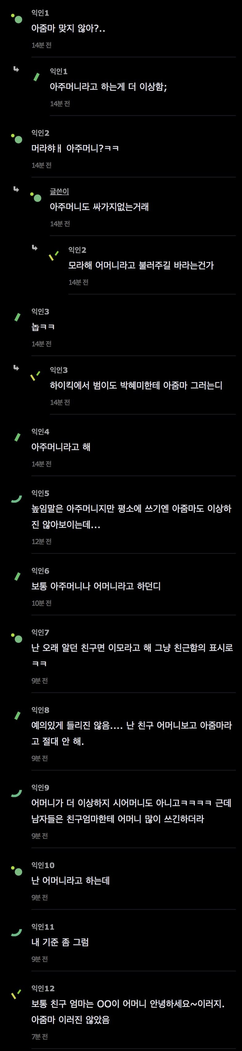 오늘자 여초에서 갈리는 친구엄마한테 아줌마 호칭 논란