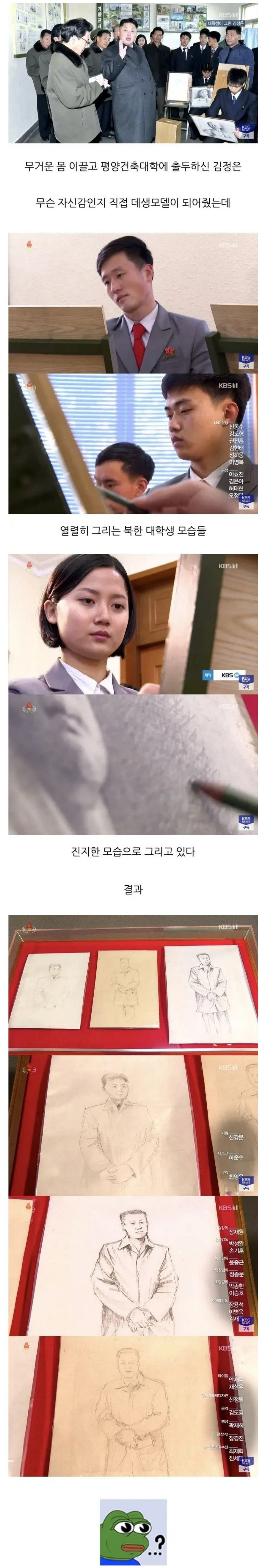 북한 대학생들이 연필로 그린 김정은 모습