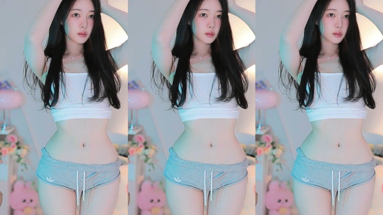 회색돌핀팬츠 말아올려서 팬티같이 만든 BJ 아윤 특급 허리골반